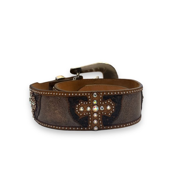 Brighton y2K Rhinestone Detailed Leather Belt - Picture 2 of 3